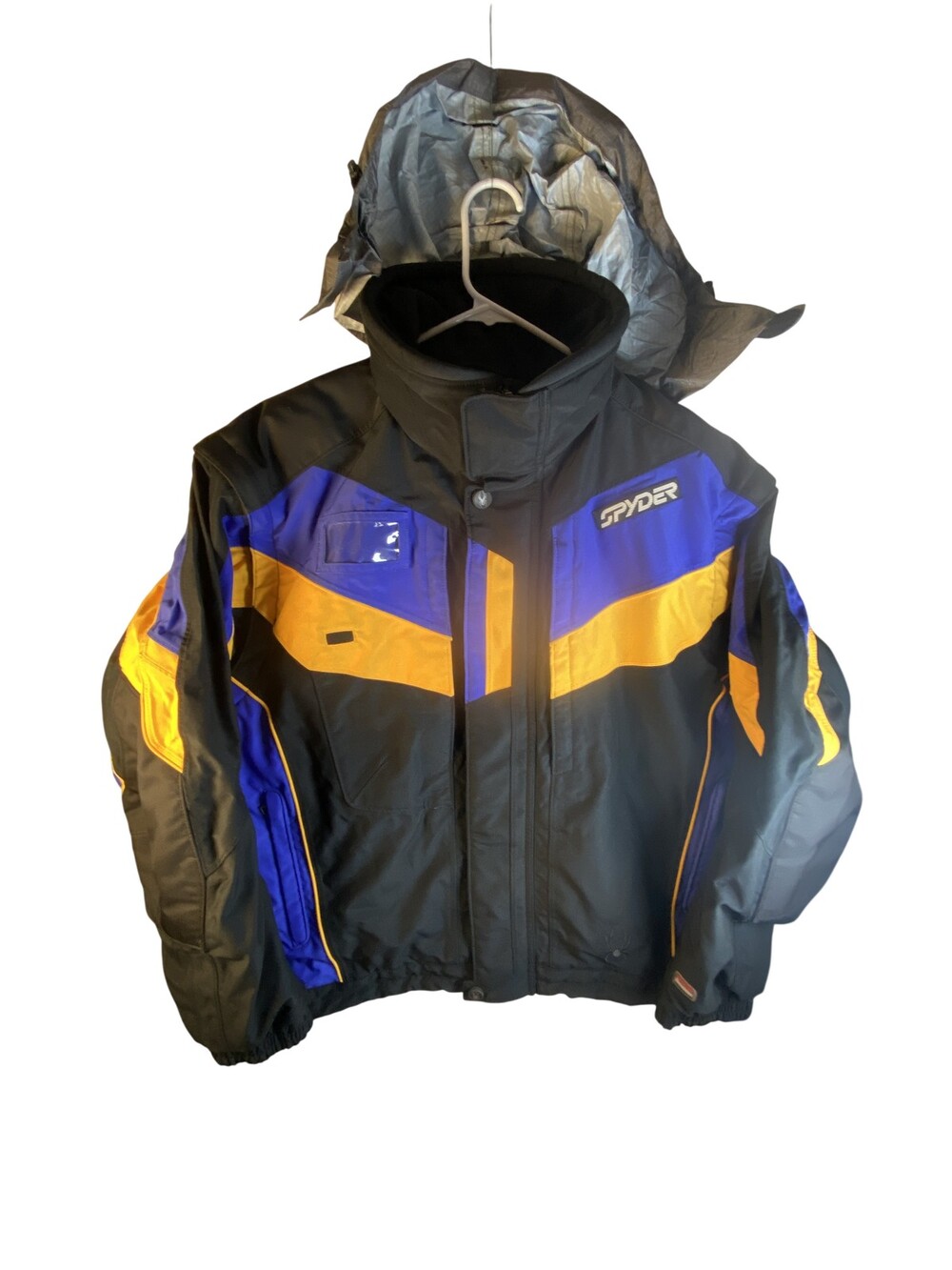Spyder ProGear Jacket Mens Large Black Blue Yellow Thinsulate Ski Parka